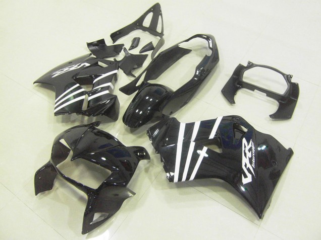 1998-2001 Black White Stripe Honda VFR800 Motorcycle Fairings Kit UK Stores 1998-2001 Black White Stripe Honda VFR800 Motorcycle Fairings Kit UK Stores