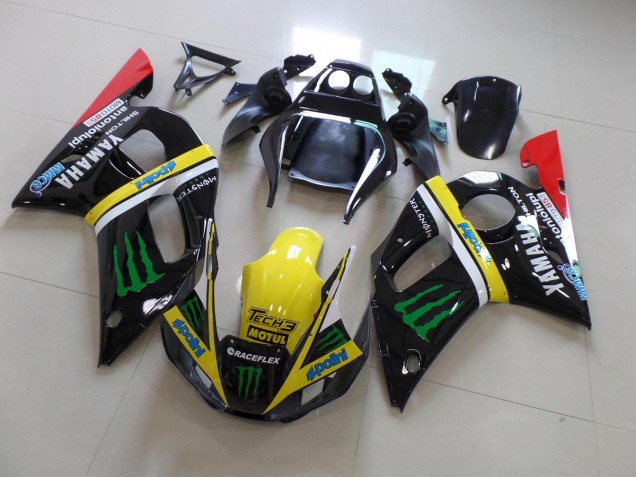 1998-2002 Black Yellow Monster Yamaha YZF R6 Bike Fairings UK Stores