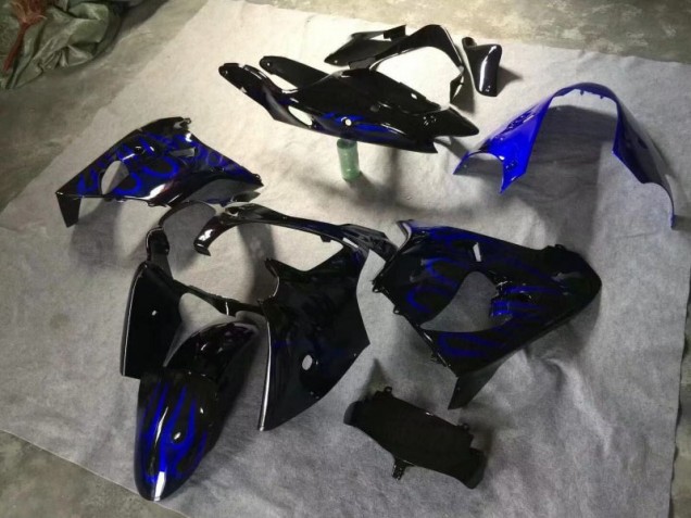 2000-2001 Glossy Black Blue Flame Kawasaki ZX9R Moto Fairings UK Stores 2000-2001 Glossy Black Blue Flame Kawasaki ZX9R Moto Fairings UK Stores