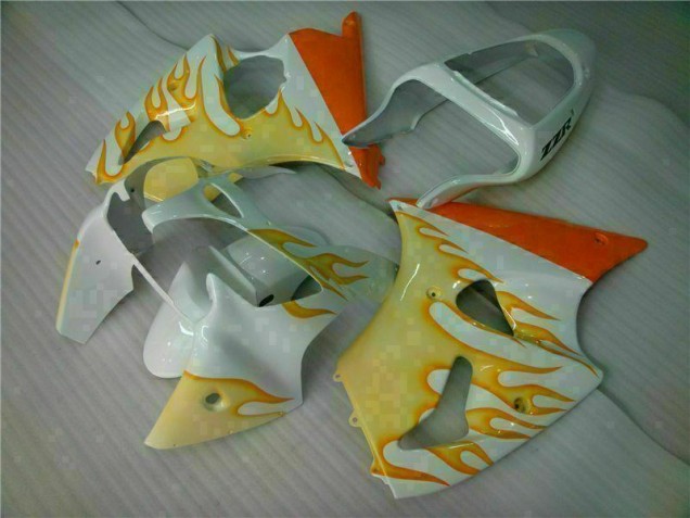 2000-2002 White Yellow Flame Kawasaki ZX6R Bike Fairings UK Stores 2000-2002 White Yellow Flame Kawasaki ZX6R Bike Fairings UK Stores