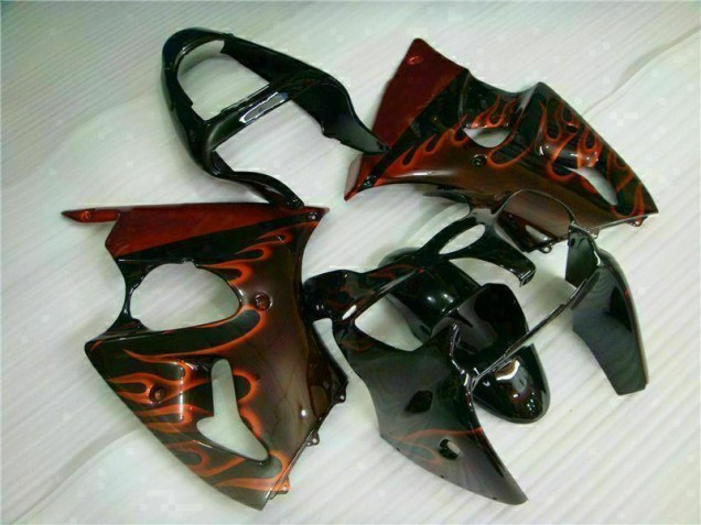 2000-2002 Black Red Flame Kawasaki ZX6R Motorcycle Fairing Kits UK Stores 2000-2002 Black Red Flame Kawasaki ZX6R Motorcycle Fairing Kits UK Stores