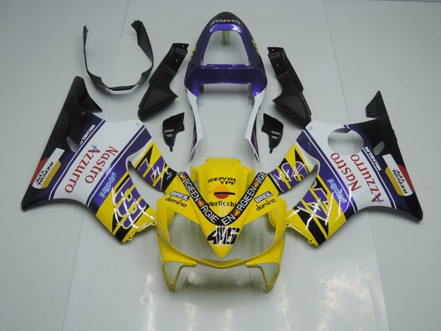 2001-2003 Yellow White Nastro Azzurro Honda CBR600 F4i Motorbike Fairing UK Stores 2001-2003 Yellow White Nastro Azzurro Honda CBR600 F4i Motorbike Fairing UK Stores
