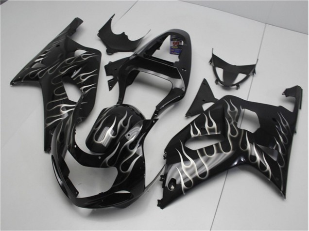 2001-2003 Black White Flame Suzuki GSXR 600/750 Motorcycle Fairing Kits UK Stores 2001-2003 Black White Flame Suzuki GSXR 600/750 Motorcycle Fairing Kits UK Stores
