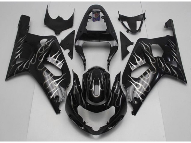 2001-2003 Black White Flame Suzuki GSXR 600/750 Motorcycle Fairing Kits UK Stores 2001-2003 Black White Flame Suzuki GSXR 600/750 Motorcycle Fairing Kits UK Stores