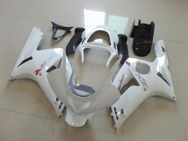 2003-2004 White with Silver Decals Kawasaki ZX6R Motorcycle Fairings UK Stores 2003-2004 White with Silver Decals Kawasaki ZX6R Motorcycle Fairings UK Stores