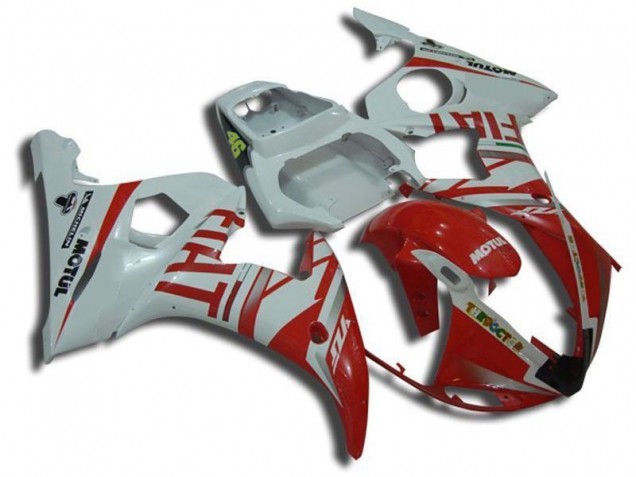 2003-2005 White Motul Red Fiat Yamaha YZF R6 Replacement Motorcycle Fairings UK Stores