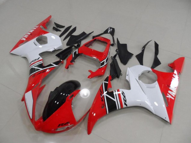 2003-2005 Red and White and Black Yamaha YZF R6 Motorcycle Fairings Kits UK Stores 2003-2005 Red and White and Black Yamaha YZF R6 Motorcycle Fairings Kits UK Stores