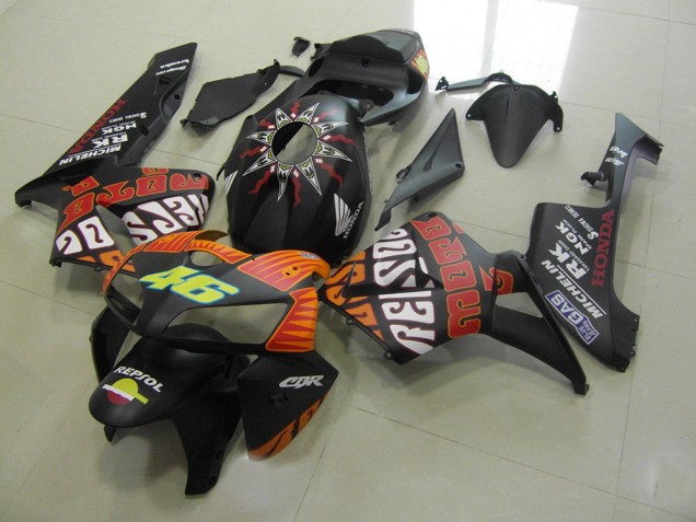 2005-2006 Rossi Matte Black Honda CBR600RR Motorcycle Fairings Kits UK Stores