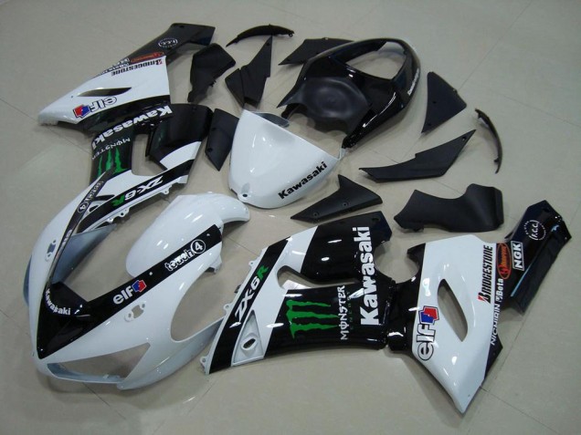 2005-2006 White Monster Kawasaki ZX6R Motor Bike Fairings UK Stores