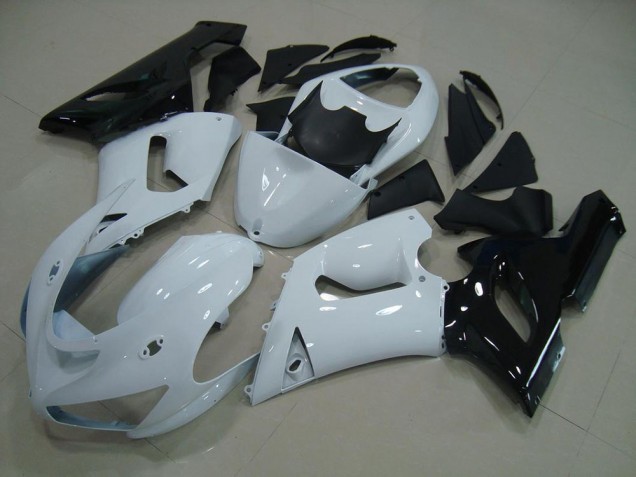 2005-2006 White Black Kawasaki ZX6R Replacement Motorcycle Fairings UK Stores 2005-2006 White Black Kawasaki ZX6R Replacement Motorcycle Fairings UK Stores