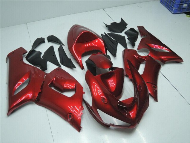 2005-2006 Candy Red Kawasaki ZX6R Motorcycle Fairing Kits UK Stores
