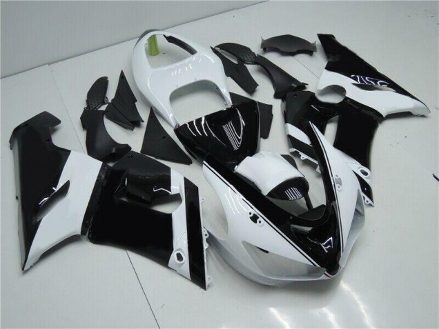 2005-2006 Black White Kawasaki ZX6R Moto Fairings UK Stores 2005-2006 Black White Kawasaki ZX6R Moto Fairings UK Stores
