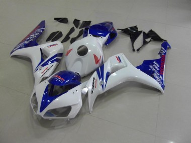 2006-2007 Pearl White Blue Honda CBR1000RR Motorcycle Fairings Kits UK Stores