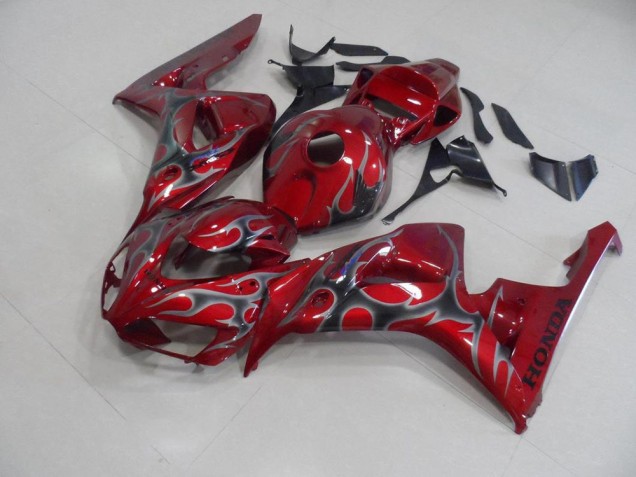 2006-2007 Red Silver Flame Honda CBR1000RR Motorcycle Fairings Kits UK Stores