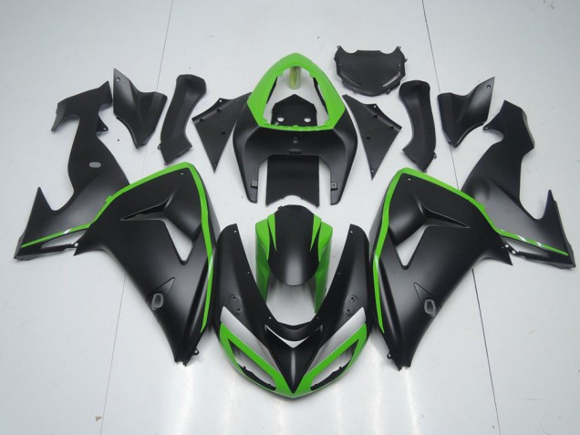 2006-2007 Matte Black with Green Line Kawasaki ZX10R Motorcycle Fairing Kits UK Stores 2006-2007 Matte Black with Green Line Kawasaki ZX10R Motorcycle Fairing Kits UK Stores