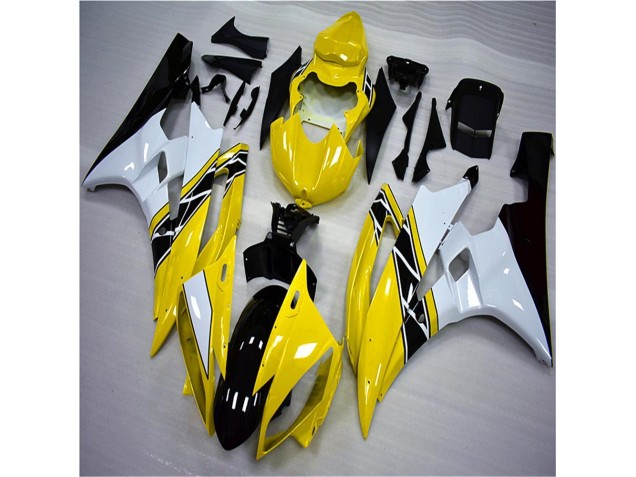 2006-2007 Yellow White Black Yamaha YZF R6 Motorbike Fairing Kits UK Stores 2006-2007 Yellow White Black Yamaha YZF R6 Motorbike Fairing Kits UK Stores