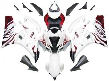 2006-2007 White Red Flame Yamaha YZF R6 Motorcycle Fairing UK Stores