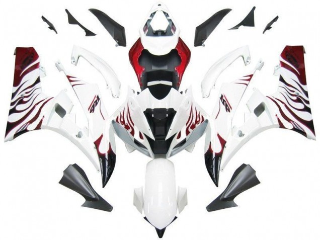 2006-2007 White Red Flame Yamaha YZF R6 Motorcycle Fairing UK Stores
