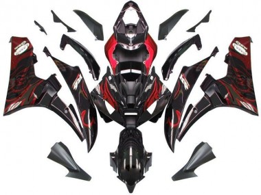 2006-2007 Black Red Flame Yamaha YZF R6 Bike Fairing UK Stores