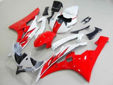 2006-2007 Red White Yamaha YZF R6 Motorcycle Fairings Kit UK Stores
