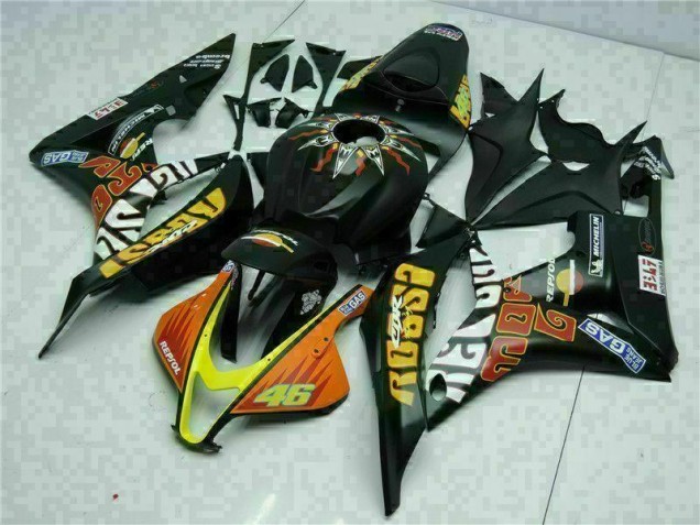 2007-2008 Black Yellow Repsol 46 Honda CBR600RR Motorcycle Bodywork UK Stores 2007-2008 Black Yellow Repsol 46 Honda CBR600RR Motorcycle Bodywork UK Stores