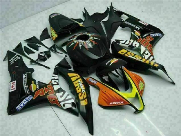 2007-2008 Black Yellow Repsol 46 Honda CBR600RR Motorcycle Bodywork UK Stores 2007-2008 Black Yellow Repsol 46 Honda CBR600RR Motorcycle Bodywork UK Stores