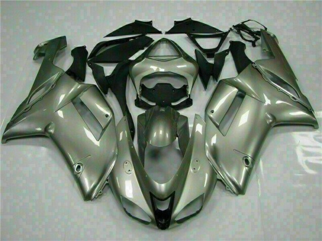 2007-2008 Silver Kawasaki ZX6R Motorcycle Fairings Kits UK Stores 2007-2008 Silver Kawasaki ZX6R Motorcycle Fairings Kits UK Stores