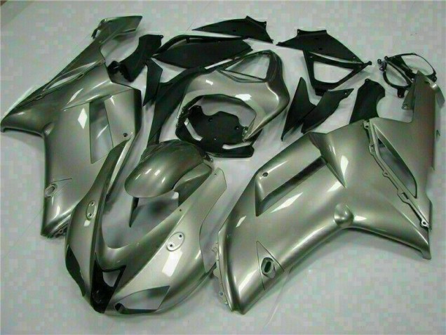 2007-2008 Silver Kawasaki ZX6R Motorcycle Fairings Kits UK Stores 2007-2008 Silver Kawasaki ZX6R Motorcycle Fairings Kits UK Stores
