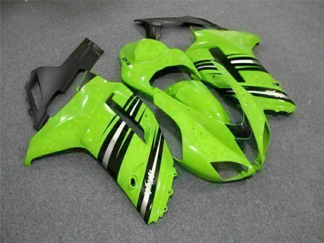 2007-2008 Green Black Kawasaki ZX6R Motorcycle Fairings Kit UK Stores
