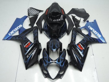 2007-2008 Black Blue Flame Suzuki GSXR 1000 K7 Motorcycle Fairing Kit UK Stores