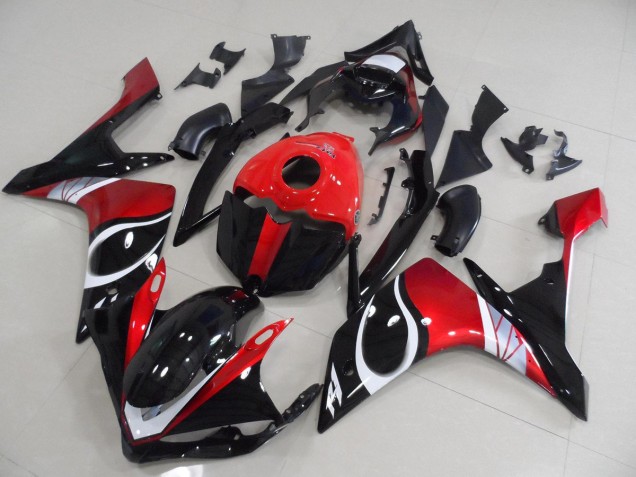 2007-2008 Black Red Glossy Yamaha YZF R1 Motorcycle Replacement Fairings UK Stores