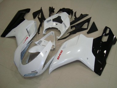 2007-2014 Pearl White Black Ducati 848 1098 1198 Motorcycle Fairing Kits UK Stores