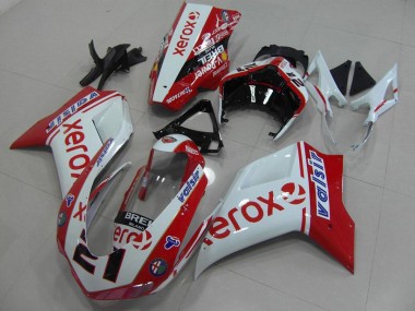 2007-2014 White Red Xerox Ducati 848 1098 1198 Bike Fairing UK Stores
