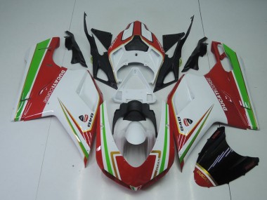 2007-2014 Red White and Green Ducati 848 1098 1198 Replacement Motorcycle Fairings UK Stores