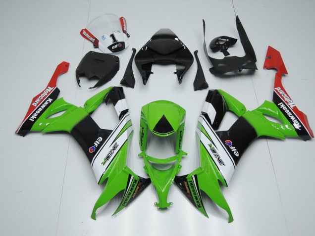 2008-2010 White Black and Green Kawasaki ZX10R Motorcycle Fairing Kits UK Stores 2008-2010 White Black and Green Kawasaki ZX10R Motorcycle Fairing Kits UK Stores