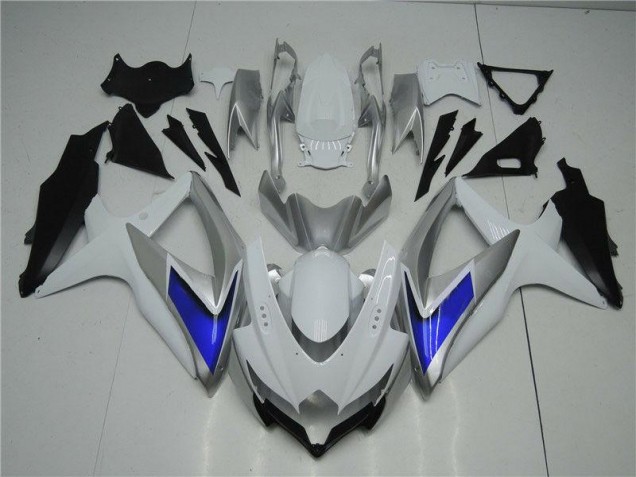 2008-2010 White Silver Blue Suzuki GSXR 600/750 Motorcycle Fairings Kit UK Stores