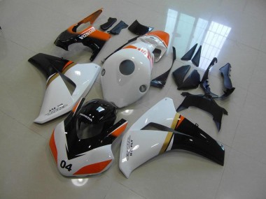 2008-2011 White and Black and Orange Race Honda CBR1000RR Motorcycle Fairing UK Stores