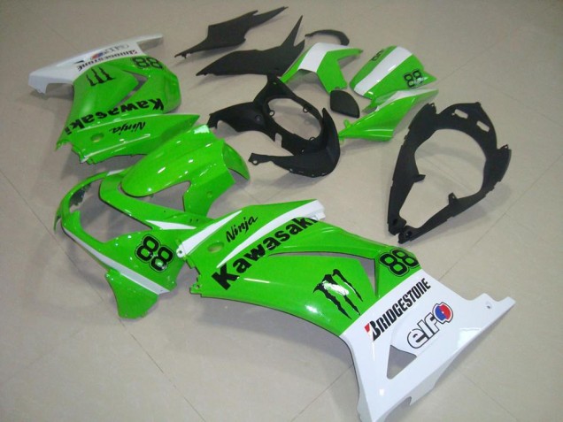 2008-2012 Green and White Kawasaki ZX250R Bike Fairing UK Stores 2008-2012 Green and White Kawasaki ZX250R Bike Fairing UK Stores