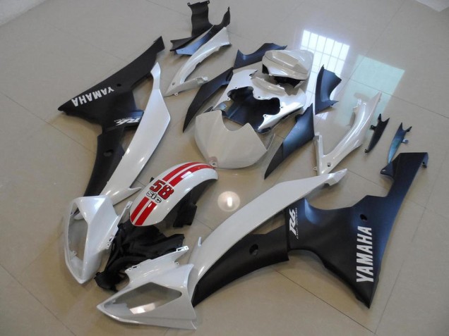 2008-2016 Pearl White and Black 58 Sic Yamaha YZF R6 Bike Fairing UK Stores 2008-2016 Pearl White and Black 58 Sic Yamaha YZF R6 Bike Fairing UK Stores