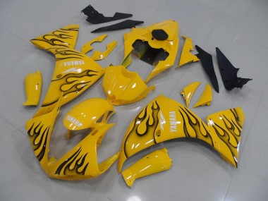 2009-2011 Yellow Black Flame Yamaha YZF R1 Motorcycle Fairings UK Stores