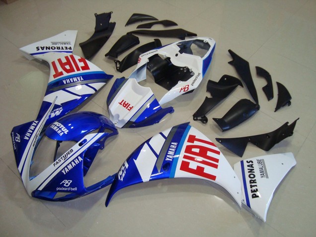 2009-2011 Blue White Fiat Yamaha YZF R1 Replacement Motorcycle Fairings UK Stores