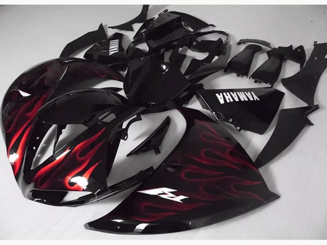 2009-2011 Red Black Flame Yamaha YZF R1 Bike Fairings UK Stores
