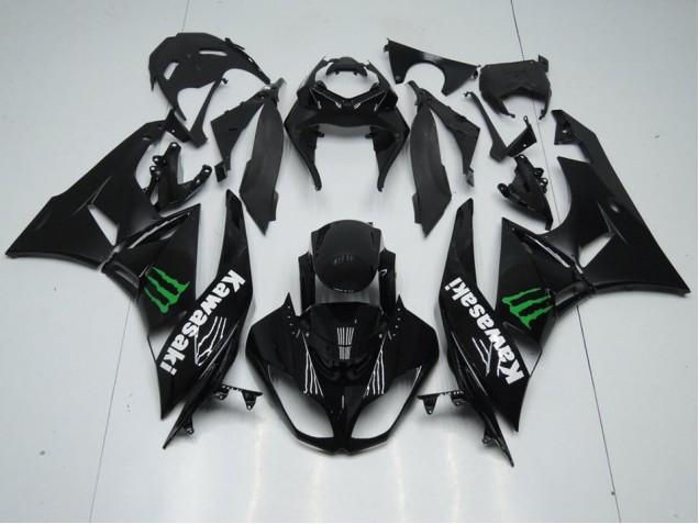 2009-2012 Black with Monster Kawasaki ZX6R Replacement Motorcycle Fairings UK Stores 2009-2012 Black with Monster Kawasaki ZX6R Replacement Motorcycle Fairings UK Stores