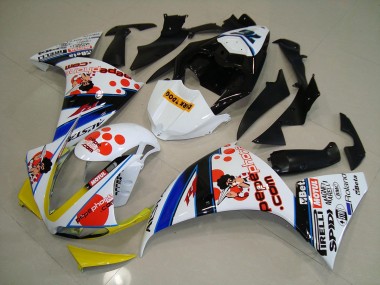 2012-2014 White Black Pepe Phone Yamaha YZF R1 Motorcycle Fairings Kit UK Stores