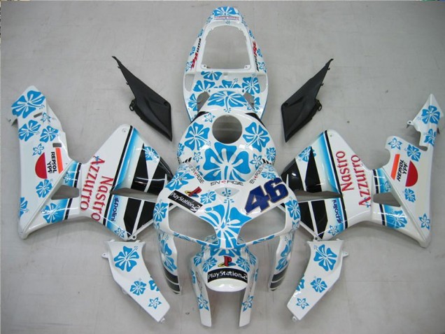 2005-2006 White Blue Nastro Azzurro 46 Honda CBR600RR Motorcycle Fairing Kit UK Stores 2005-2006 White Blue Nastro Azzurro 46 Honda CBR600RR Motorcycle Fairing Kit UK Stores