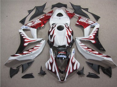 2007-2008 White Red Flame SHARK Honda CBR600RR Replacement Motorcycle Fairings UK Stores