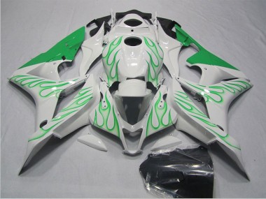 2007-2008 White Green Flame Honda CBR600RR Motorcycle Fairings Kits UK Stores