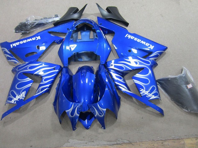2003-2005 Blue White Flame Kawasaki ZX10R Bike Fairings UK Stores 2003-2005 Blue White Flame Kawasaki ZX10R Bike Fairings UK Stores