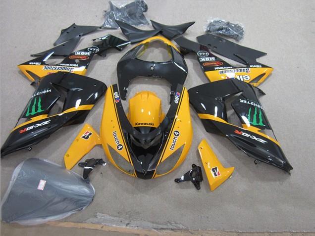 2006-2007 Black Yellow Touch4 Monster Kawasaki ZX10R Motorcycle Fairing UK Stores 2006-2007 Black Yellow Touch4 Monster Kawasaki ZX10R Motorcycle Fairing UK Stores