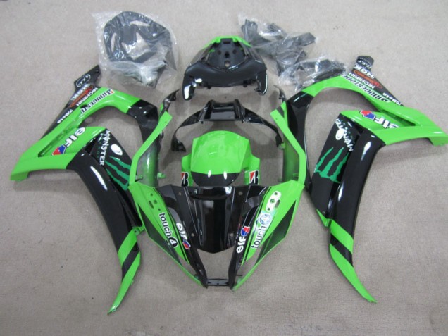 2011-2015 Black Green Touch4 Monster Kawasaki ZX10R Motorbike Fairing Kits UK Stores